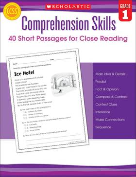 Comprehension Skills: Short Passages for Close Reading: Grade 1's front cover