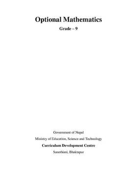 Optional Mathematics: Grade 9's front cover